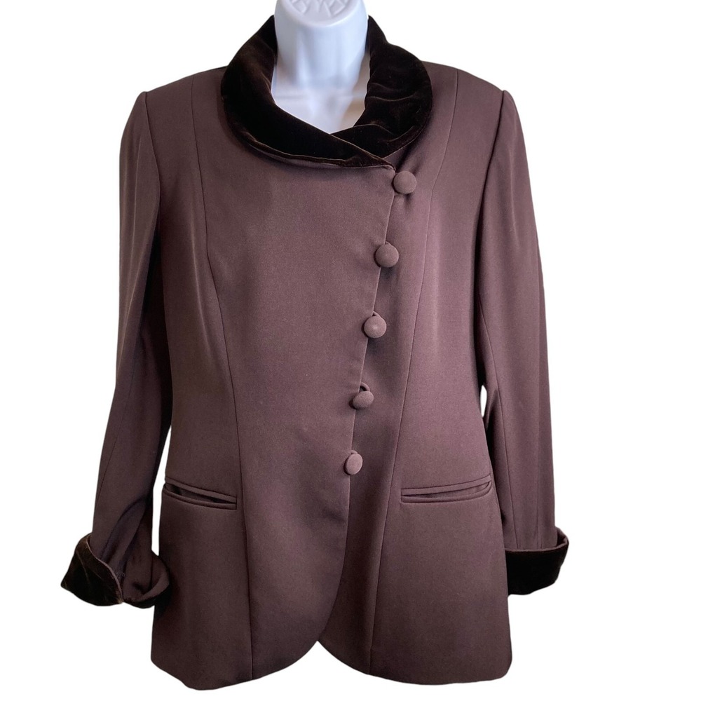 Sunny Choi Women's‎ Brown Velvet Collar Single-Breasted Blazer Size 10 Classic